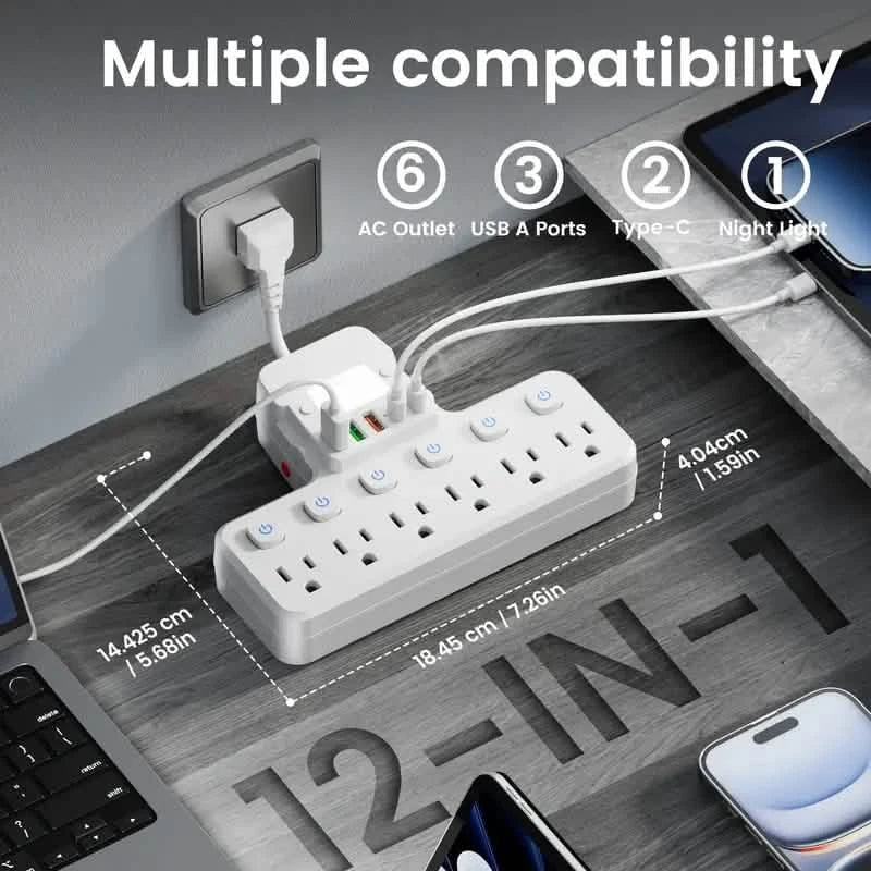 12-in-1 Desk Lamp Charging Station & Power Strip