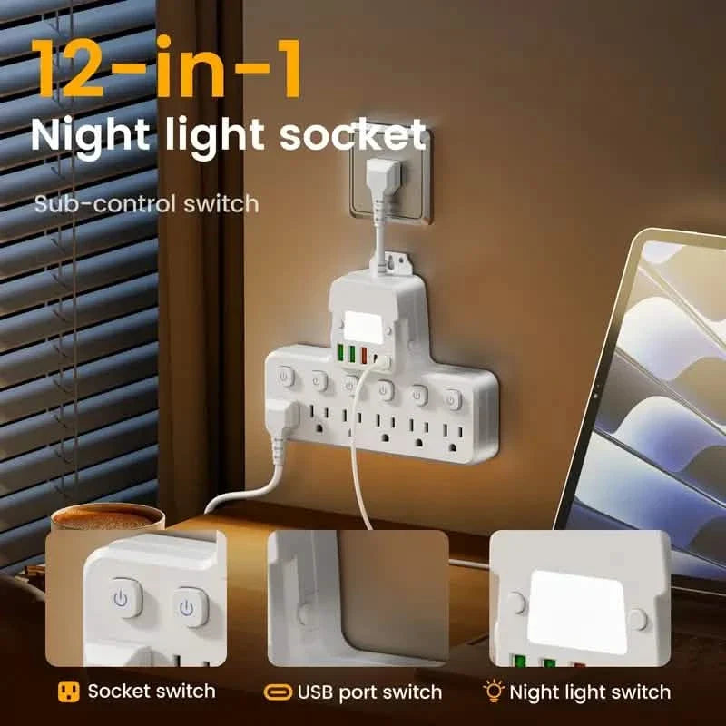 12-in-1 Desk Lamp Charging Station & Power Strip