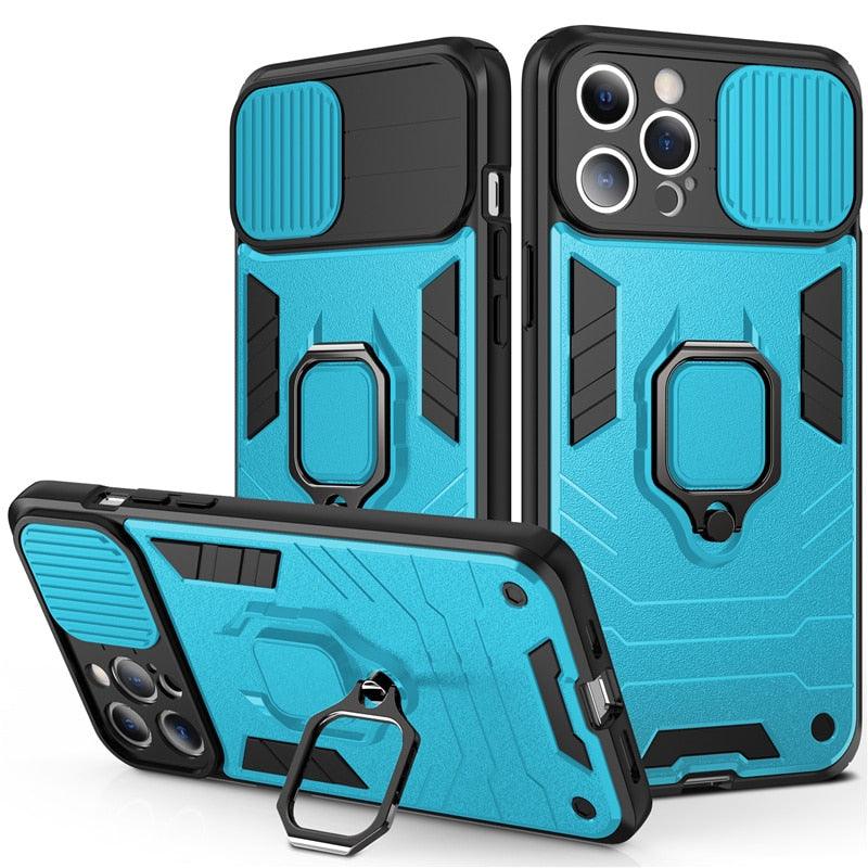 360° Ring Kickstand iPhone Case with Camera Cover