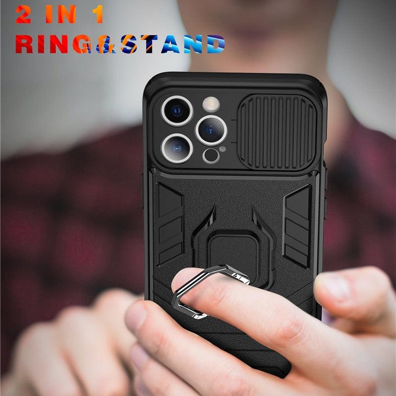 360° Ring Kickstand iPhone Case with Camera Cover