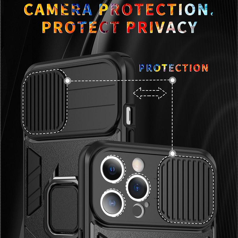 360° Ring Kickstand iPhone Case with Camera Cover
