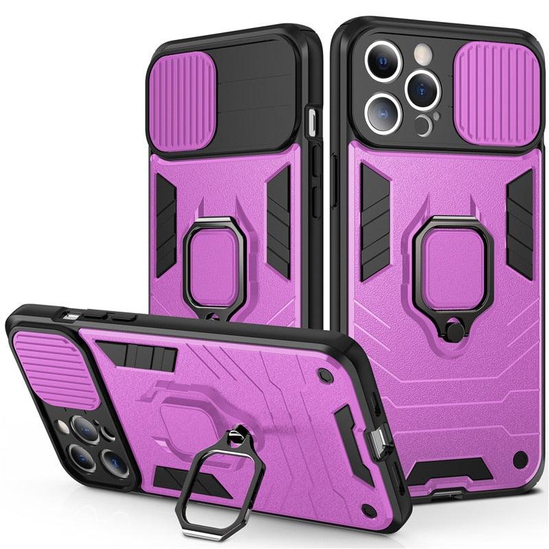 360° Ring Kickstand iPhone Case with Camera Cover