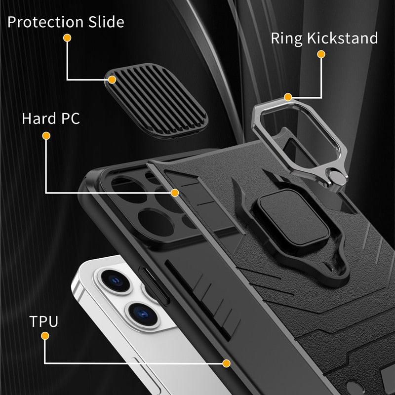 360° Ring Kickstand iPhone Case with Camera Cover