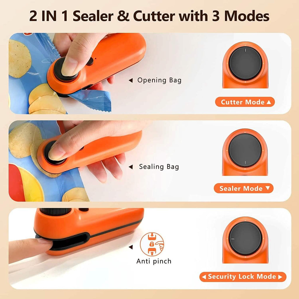 Rechargeable 2-in-1 Mini Bag Sealer & Cutter