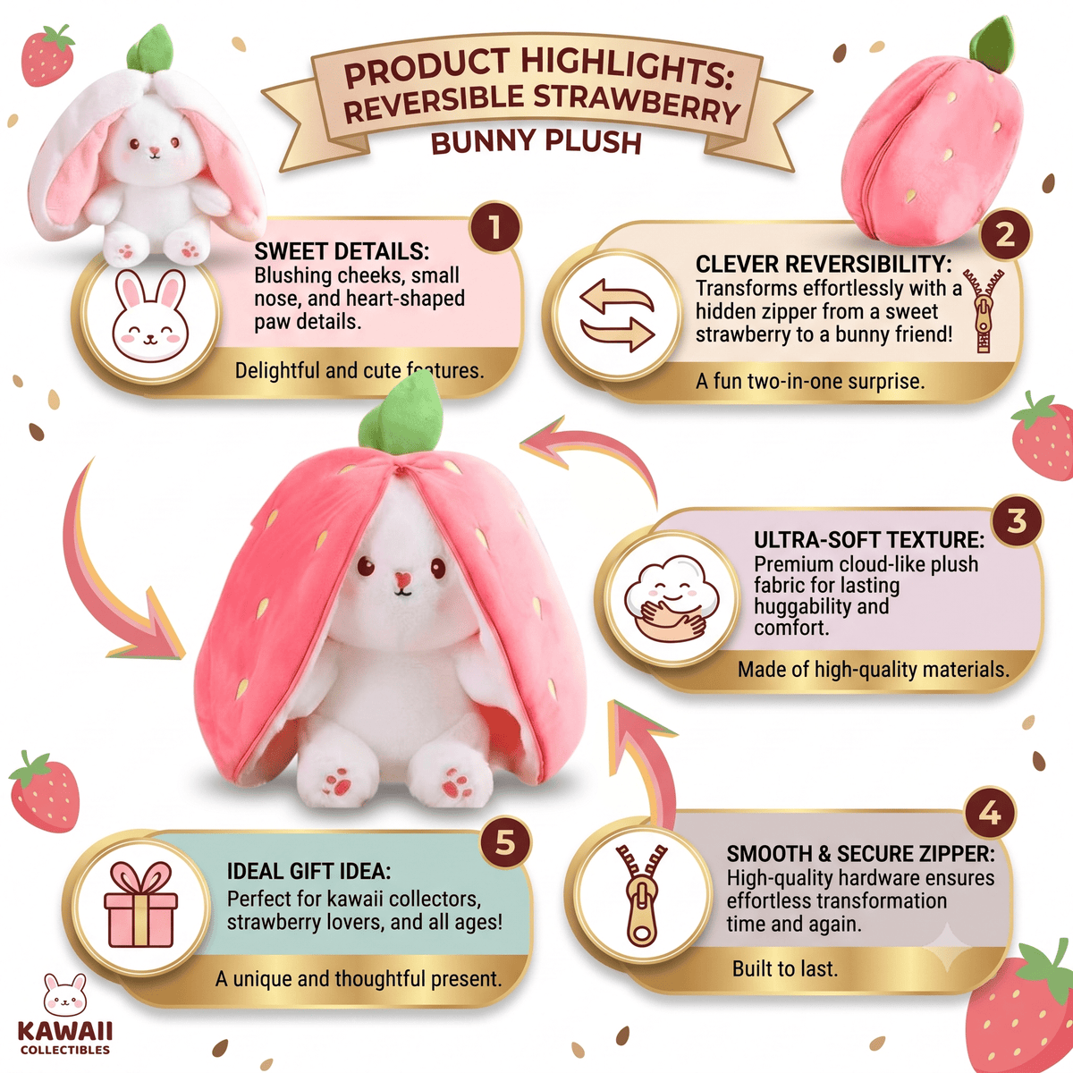 Reversible Fruit Bunny Plush